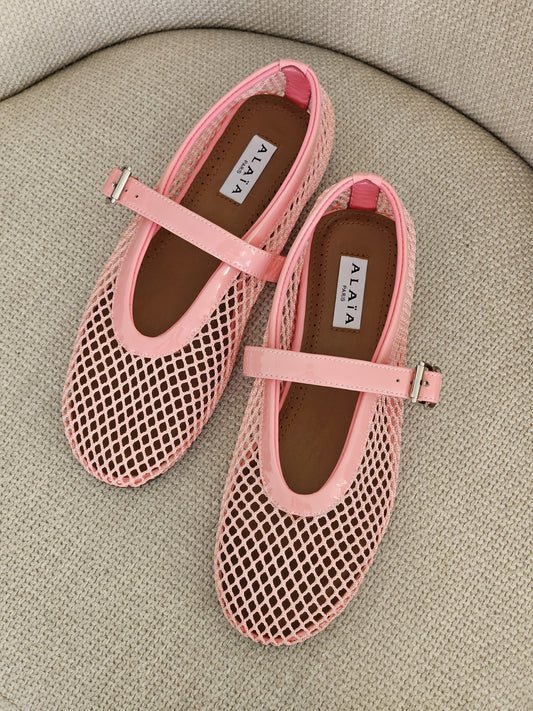 ALAÏ PINK FISHNET BALLET FLATS - NV ESSENTIALS