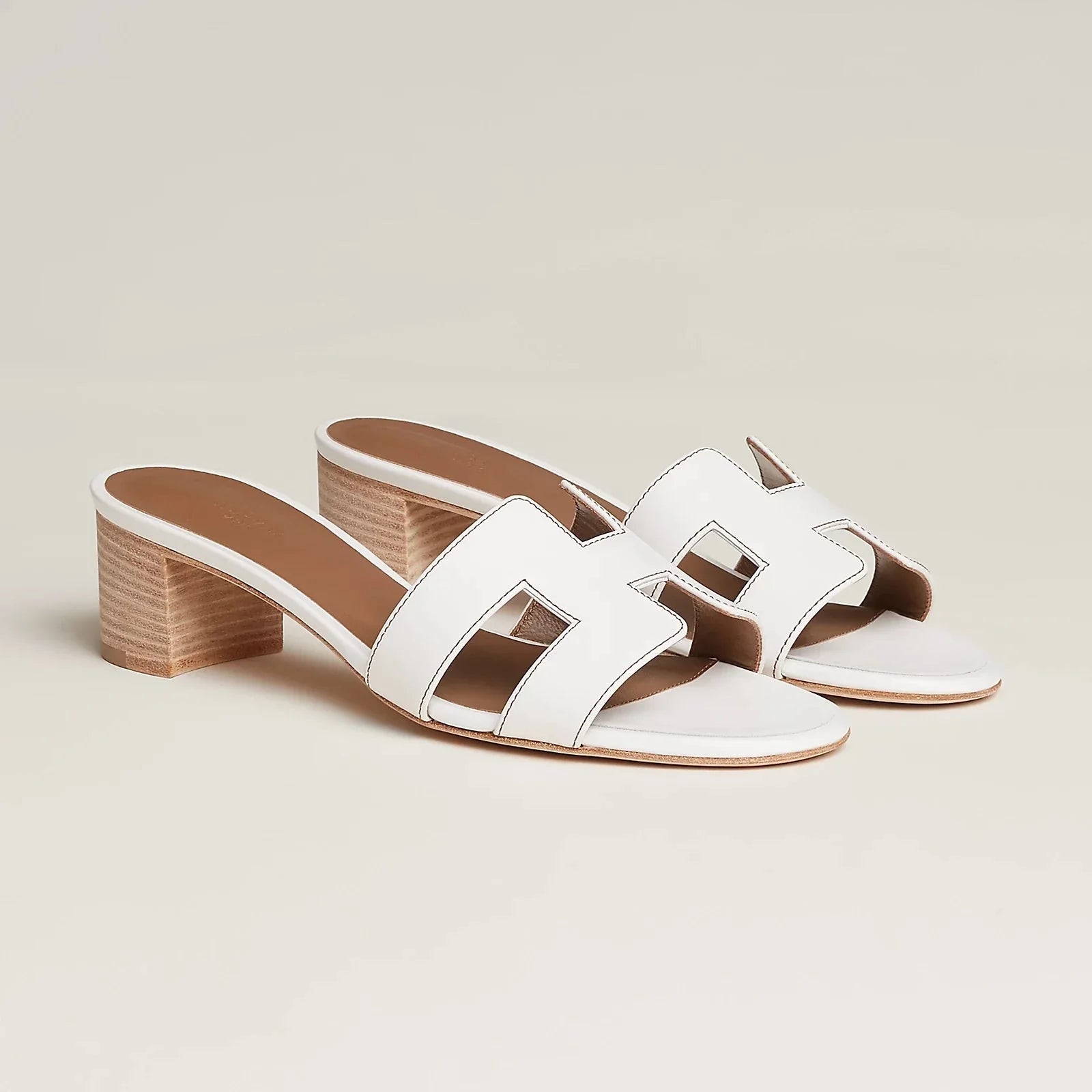 H OASIS HEELED SANDALS WHITE - NV WARDROBE