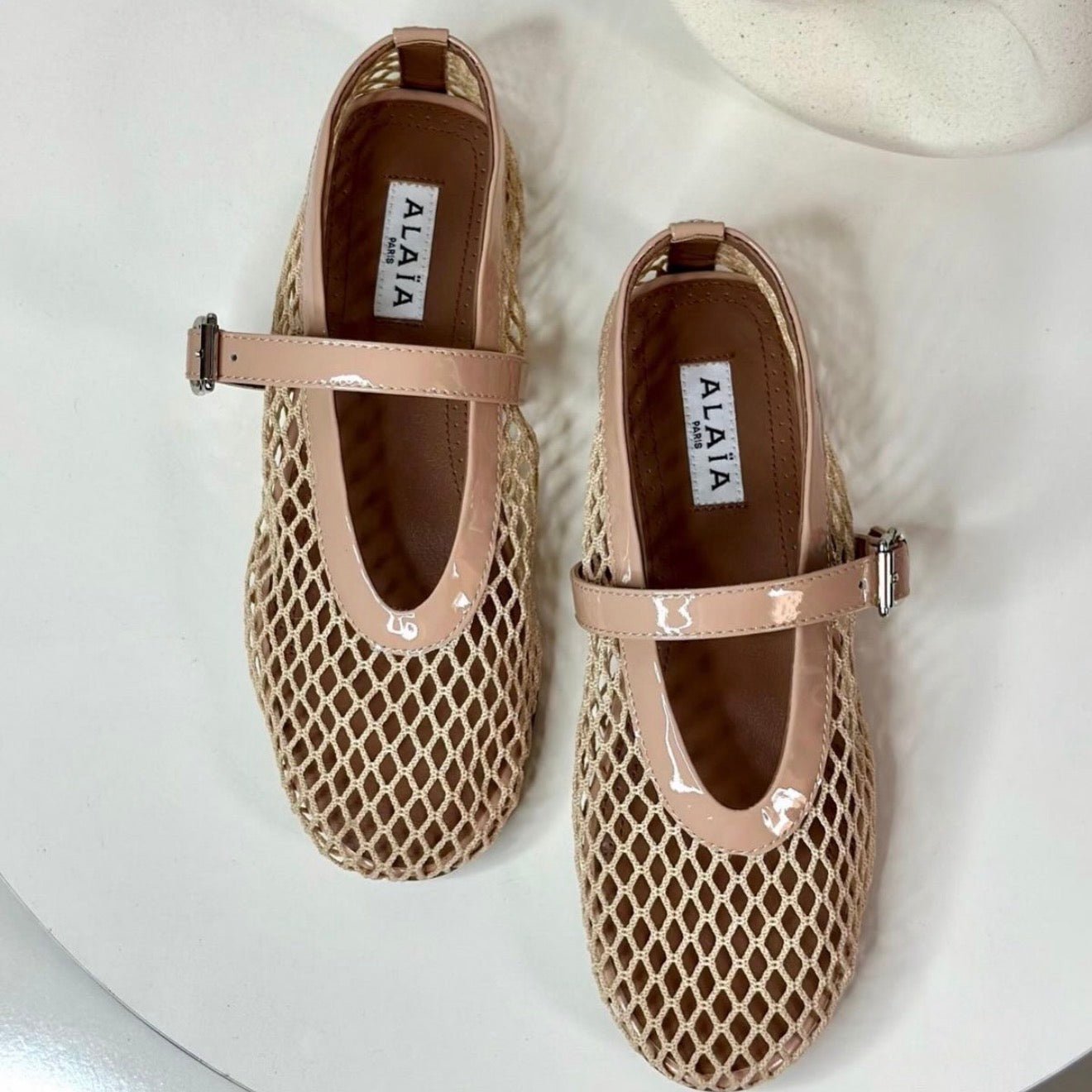 ALAÏ NUDE FISHNET BALLET FLATS - NV ESSENTIALS