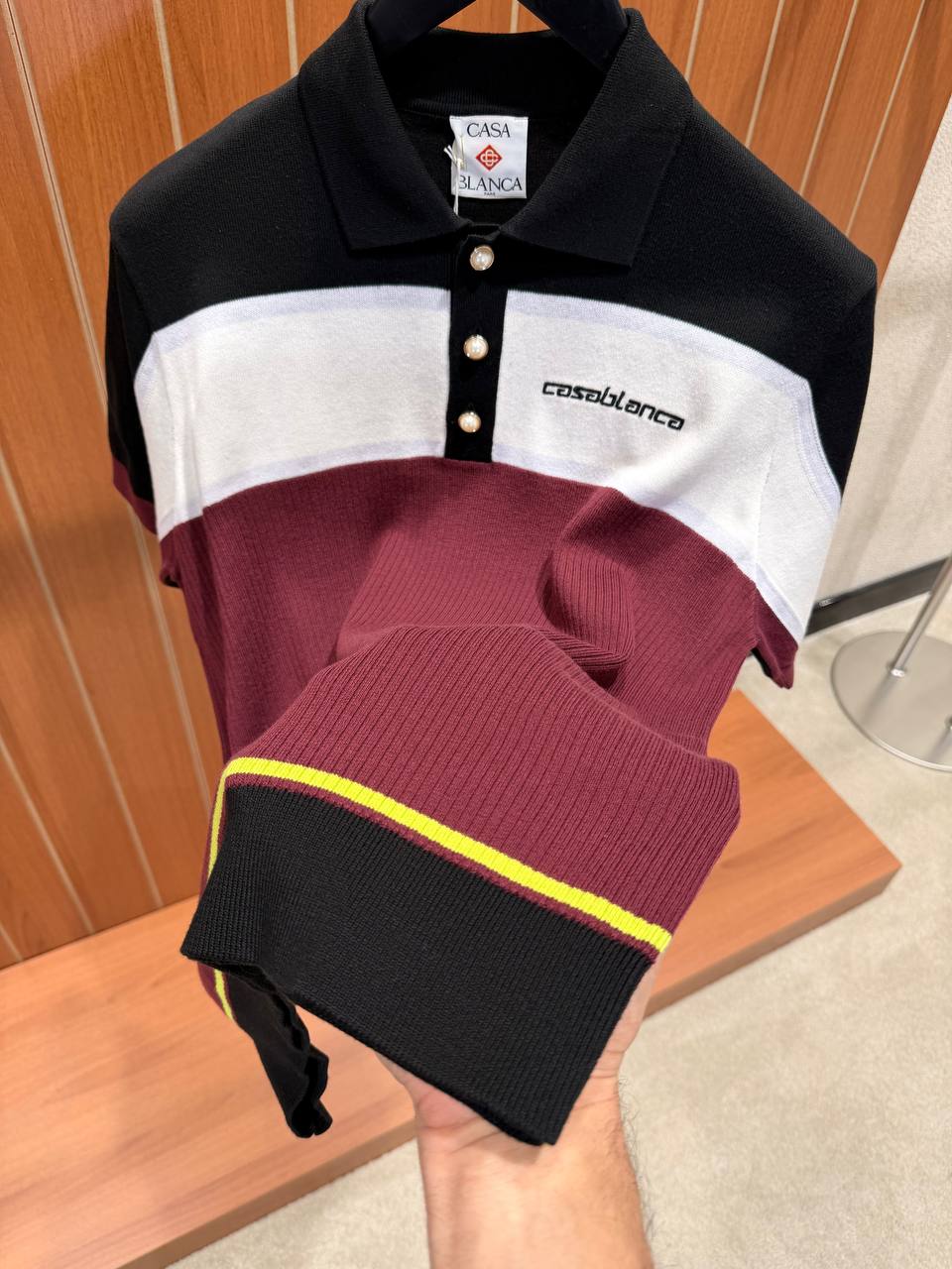 Casablanca - Polo Tricolore Noir/Blanc/Bordeaux - NV ESSENTIALS