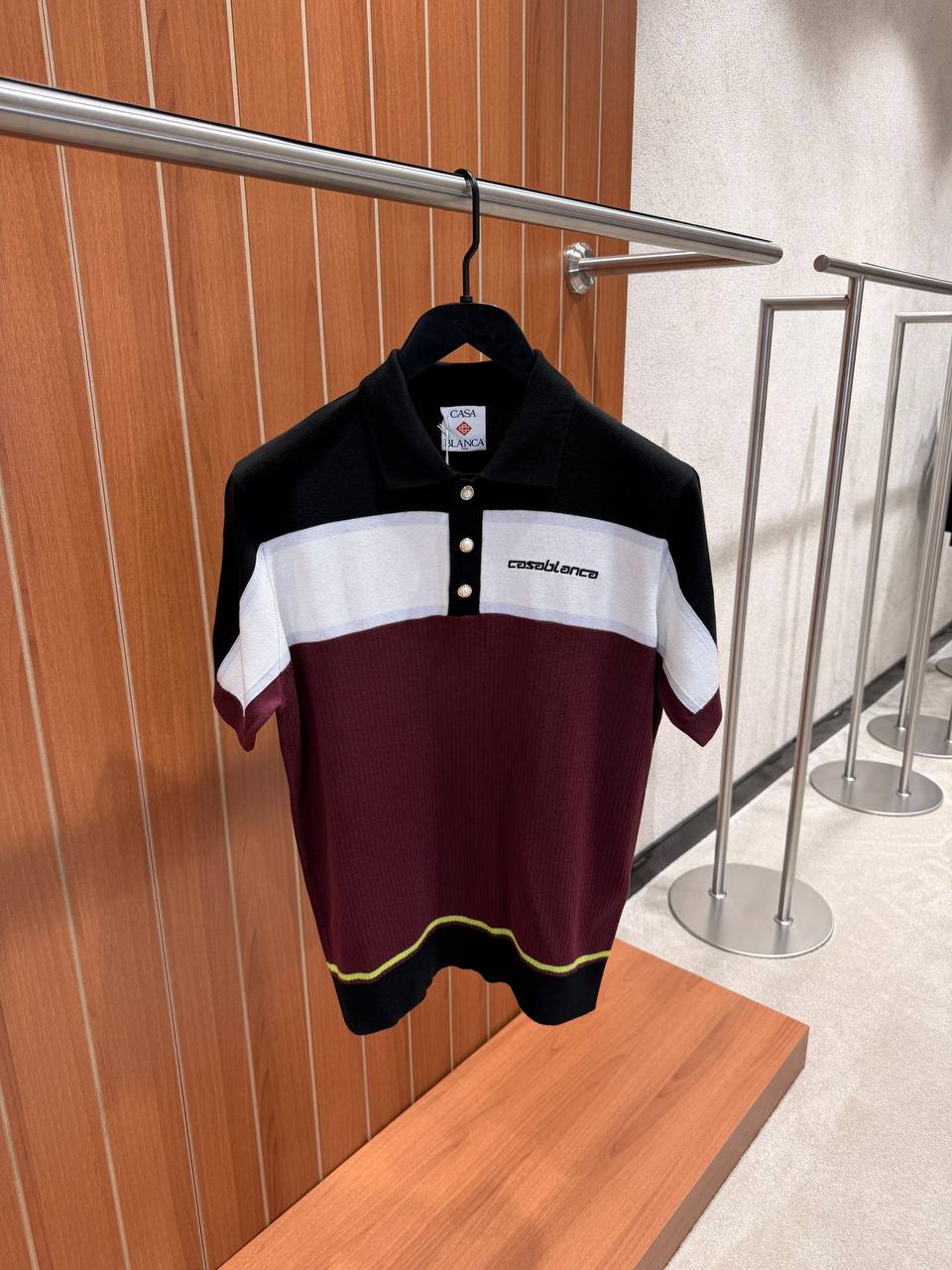 Casablanca - Polo Tricolore Noir/Blanc/Bordeaux - NV ESSENTIALS
