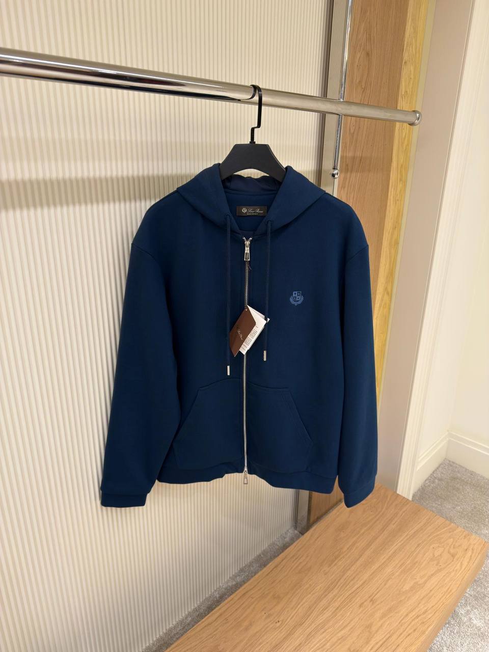 Hoodie Zippé Loro Piana Navy - NV ESSENTIALS